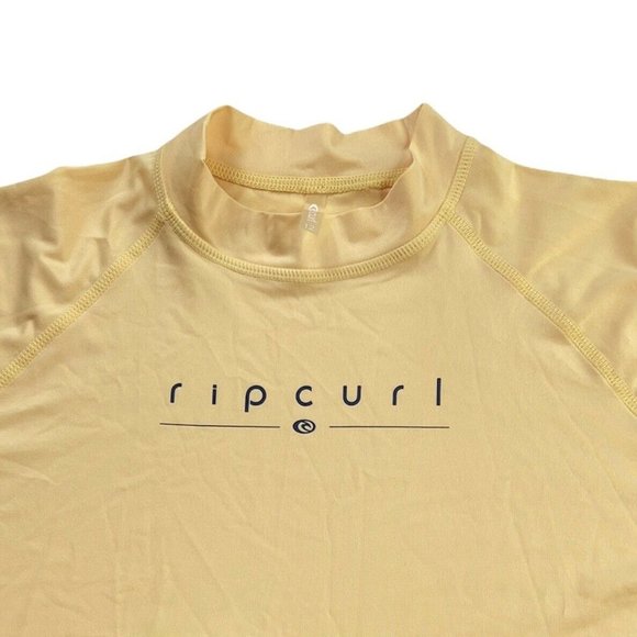 Rip Curl Girls Rash Guard T-Shirt Yellow Sun Protection Long Sleeve Tee 12 New - Picture 8 of 9